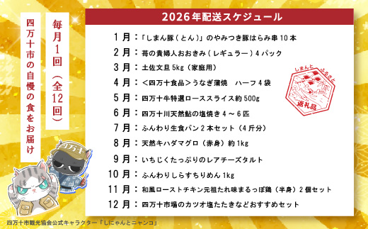 【年末限定】 12回 定期便 四万十 人気 グルメ お楽しみ定期便 しまんと ふるさと 20万円 今だけ 年末 限定 肉 いちご 文旦 うなぎ 牛肉 パン まぐろ マグロ かつお フルーツ 人気グルメ