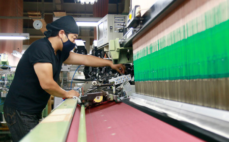 シルク ネクタイ （INOKUCHI1567 ） 商店街 と ネコ柄 エンジ色 ビジネス スーツ メンズ 岐阜市 / 皐月屋[ANBR011]