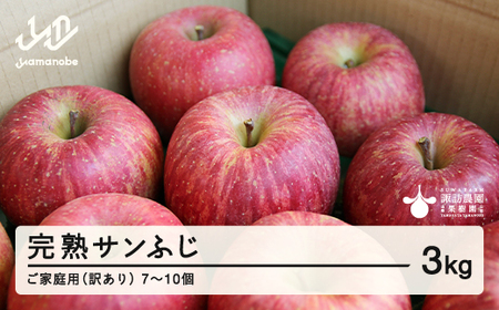 《先行予約》2026年 山形県産 完熟 サンふじ りんご ご家庭用 訳あり 3kg 7~10個 2026年12月上旬から順次発送 リンゴ フルーツ ※沖縄・離島への配送不可  sw-risfk3