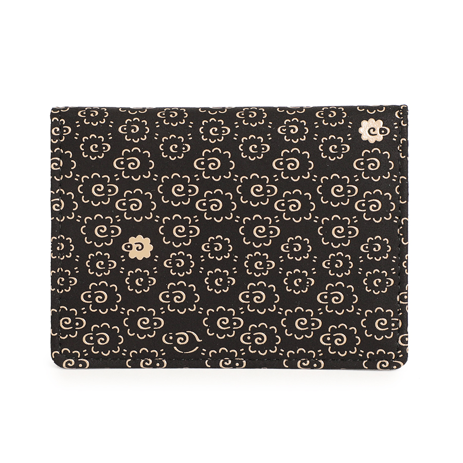 ＜印傳屋 上原勇七＞甲州印傳　印傳屋上原勇七　免許証入れ　黒×白　夢ひつじ