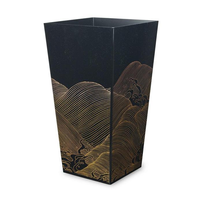 【ふるさと納税】蒔絵調 ダストボックス L角 9.5L 波ブラック タツクラフト 【Tk149】 | ゴミ箱 キッチン ペール キッチン おしゃれ 送料無料 ごみ箱 日本製