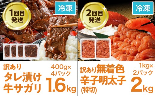 定期便 五大人気 グルメ 定期便 通年 全5回 5ヶ月 頒布会 牛肉 牛さがり サガリ ハラミ 味付き肉 無着色 明太子 辛子明太子 牛タン タン たん 塩レモン 若杉 もつ鍋 国産 牛 小腸 トンテ