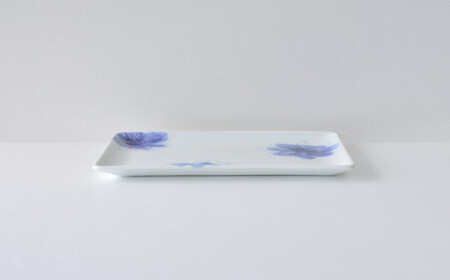 A30-265 有田焼 鉄仙シリーズ 長角皿(青) 2枚セット 聡窯