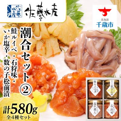 ふるさと納税 千歳市 〈佐藤水産〉潮合セット2.鮭ルイベ・石狩味・塩辛・松前漬