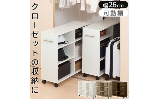 
            【完成品でお届け】押入れ収納ボックス〔幅26cm〕（選べる3色×2タイプ）押入れ収納 キャスター付き 押し入れ 収納 ラック 棚 おしゃれ クローゼット チェスト スリム 本棚 木製 隙間収納 ワゴン カラーボックス タンス 漫画 本 LKANCB642215
          