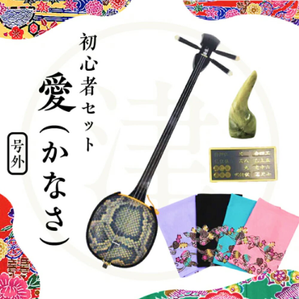 【ふるさと納税】沖縄三線初心者用4点セット「愛（かなさ）」 三線 楽器 琉球 古典 民謡 民族 沖縄 島唄 子供 大人 初心者