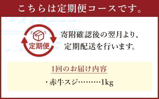 【6ヶ月定期便】 赤牛 スジ 約1kg 計約6kg 牛肉 肉 あか牛 牛スジ 牛すじ 煮込み カレー 熊本県産 冷凍 定期便