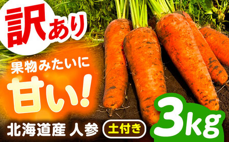 北海道 訳ありにんじん 3kg（土付き）にんじん にんじん にんじん [BEBA004] 