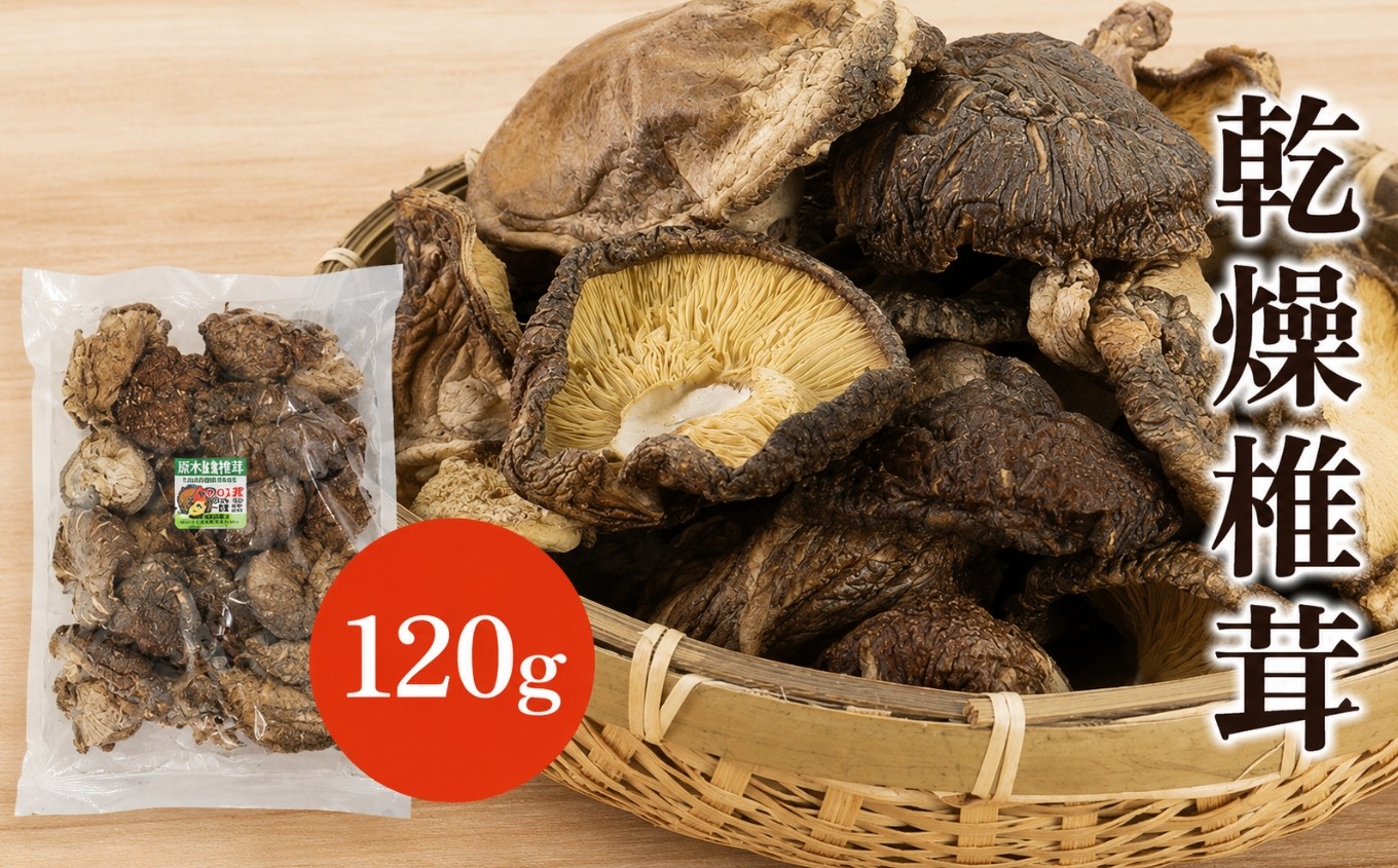 
                  乾燥椎茸 120g | きのこ キノコ しいたけ シイタケ 椎茸 原木栽培 乾しいたけ 干し椎茸 干ししいたけ 乾燥しいたけ 干しシイタケ 大分県産 九州産 国産 大分県 中津市
                