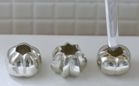 錫製ハブラシスタンド3点セット（うめ・ききょう・かき） 装飾品 民芸品 工芸品 伝統技術 雑貨 日用品  FAD-0232