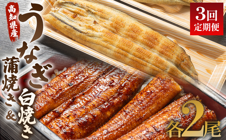うなぎ 定期便 3回 うなぎ 蒲焼き 白焼き セット 120g 各2尾(無頭) 魚介 国産 海鮮 魚 かばやき 鰻 ウナギ 惣菜 おかず お手軽 しらやき 加工品 加工食品 冷凍  Wun-0056