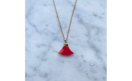 茅ヶ崎市 湘南 陶磁器 上品 かわいい レディース ギフト プレゼント 誕生日 母の日 お祝い サマーギフト ゴールド 金 アート アクセサリー Artopus.SHONAN ネックレス 富士 赤