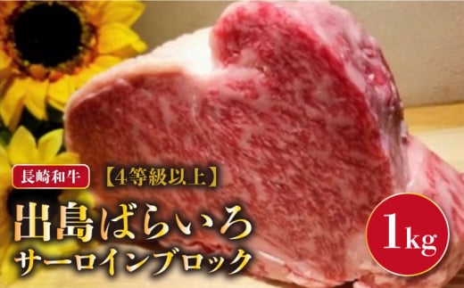 長崎和牛「出島ばらいろ」 サーロインブロック 1kg 長崎県/合同会社肉のマルシン [42AAAO013]