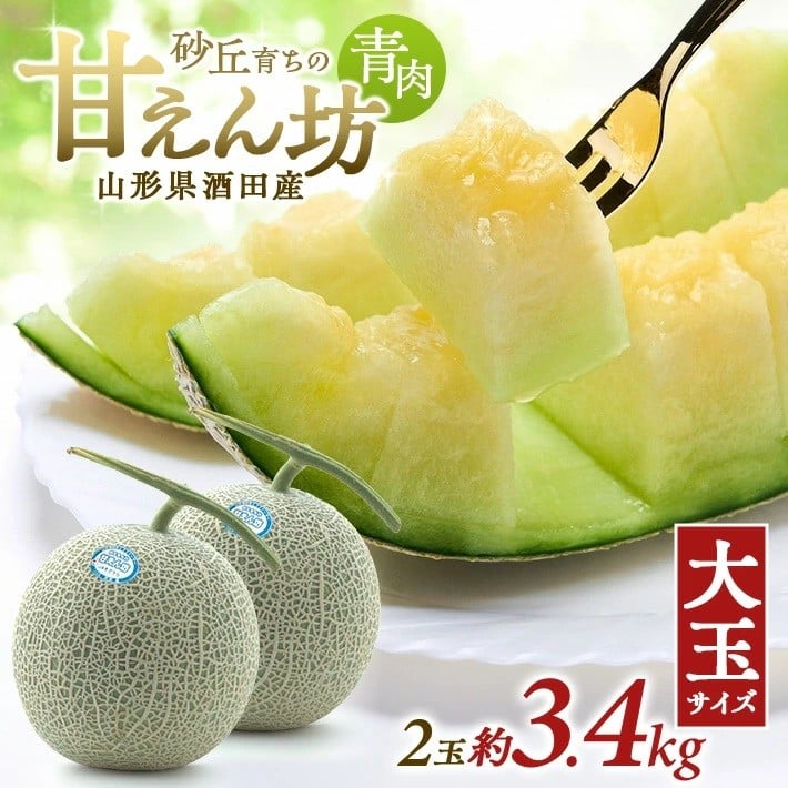 
                  砂丘育ちの甘えんぼう「青肉メロン」　約3.4kg(2玉入/つる付き) SZ0324
                