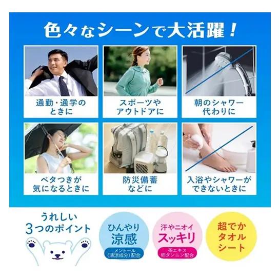 ひんやりふくだけシャワー＆ひんやりふくだけシャワーストロング12個セット 夏 暑さ対策 冷感 爽快感 冷涼感 汗臭 加齢臭 消臭 除菌効果 冷感シート ミント 節電 節電対策 東京都 墨田区