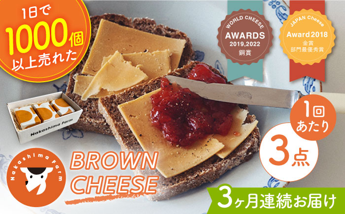 
【先行予約】【3回定期便】世界銅賞受賞！BROWN CHEESE 3点 セット【ナカシマファーム】 [NAJ113]
