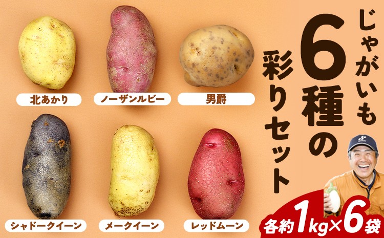 
                  じゃがいも6種の彩りセット 1kg × 6袋 元木農場《9月中旬頃から出荷(土日祝除く)》北海道 浦幌町 じゃがいも メークイン キタアカリ 男爵 シャドークイーン ノーザンルビー レッドムーン
                