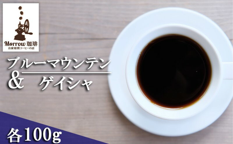 【ふるさと納税】珈琲 自家焙煎 ブルーマウンテン No.1＆ゲイシャ 各100g Morrow珈琲　小郡市
