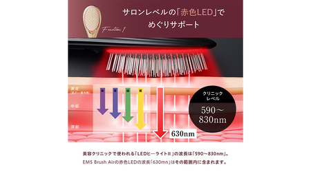 WAVEWAVE EMS Brush Air クッションブラシ ゴールド EMS ブラシ クッションブラシ マイクロカレント マイナスイオン 赤色LED 潤い 艶 光エステ ヘアブラシ 頭皮ケア 美容