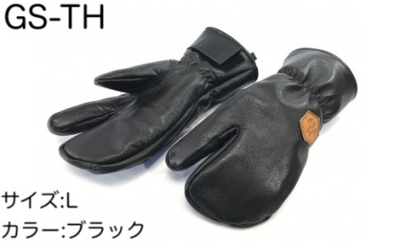 スキーグローブ 撥水三本指 ブラック　L 