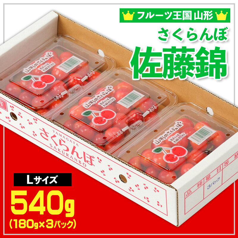 【ふるさと納税】☆フルーツ王国山形☆さくらんぼ 佐藤錦 Lサイズ 540g(180g×3P) 【令和9年産先行予約】FS26-614 くだもの 果物 フルーツ 山形 山形県 山形市 人気 お取り寄せ 2027年産