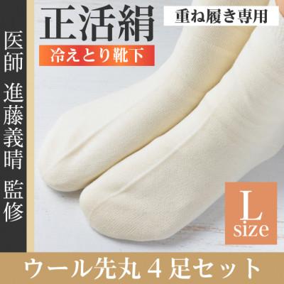 ふるさと納税 羽島市 正活絹 冷えとり靴下 ウール先丸 4足セット(Lサイズ)