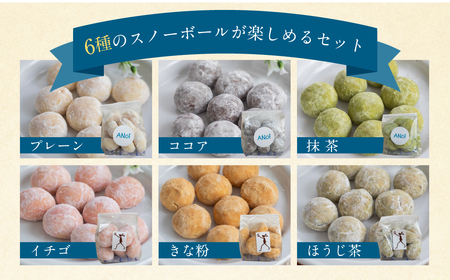 ANoi スノーボール 6種セット 10個×6種 スノーボール（プレーン、ココア、抹茶、イチゴ、きな粉、ほうじ茶）【55-5】