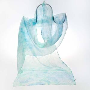 川俣シルク羽二重ストール 青葉（ブルー）  FAF-0072