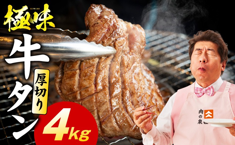 mrz0294 厚切り牛たん 4kg【氷温熟成×旨塩ダレ 味付き 訳あり サイズ不揃い 500g 小分け 焼くだけ 焼肉】