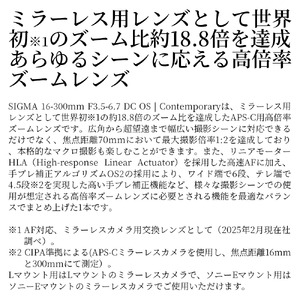 SIGMA 16-300mm F3.5-6.7 DC OS | Contemporary【Lマウント】