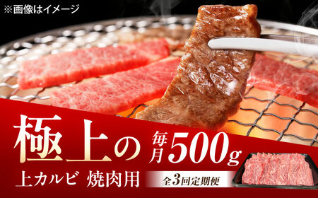 【3回定期便】佐賀牛 上カルビ 焼肉用 500g /MKミート武雄[UEM050]