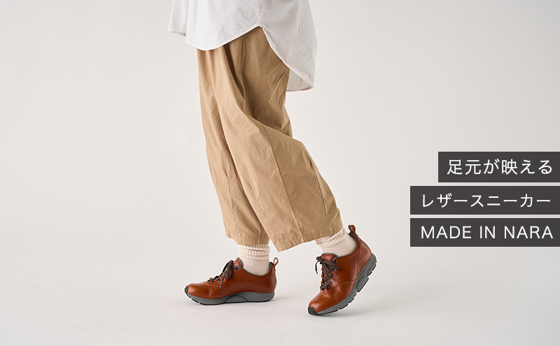 MIDFOOT ( ミッドフッド ) 婦人靴 レザースニーカー MF002JL 23.5cm( ブラウン ) 4E　【 ファッション 靴 シューズ スニーカー レディース 】 【 お洒落 レザーシュー