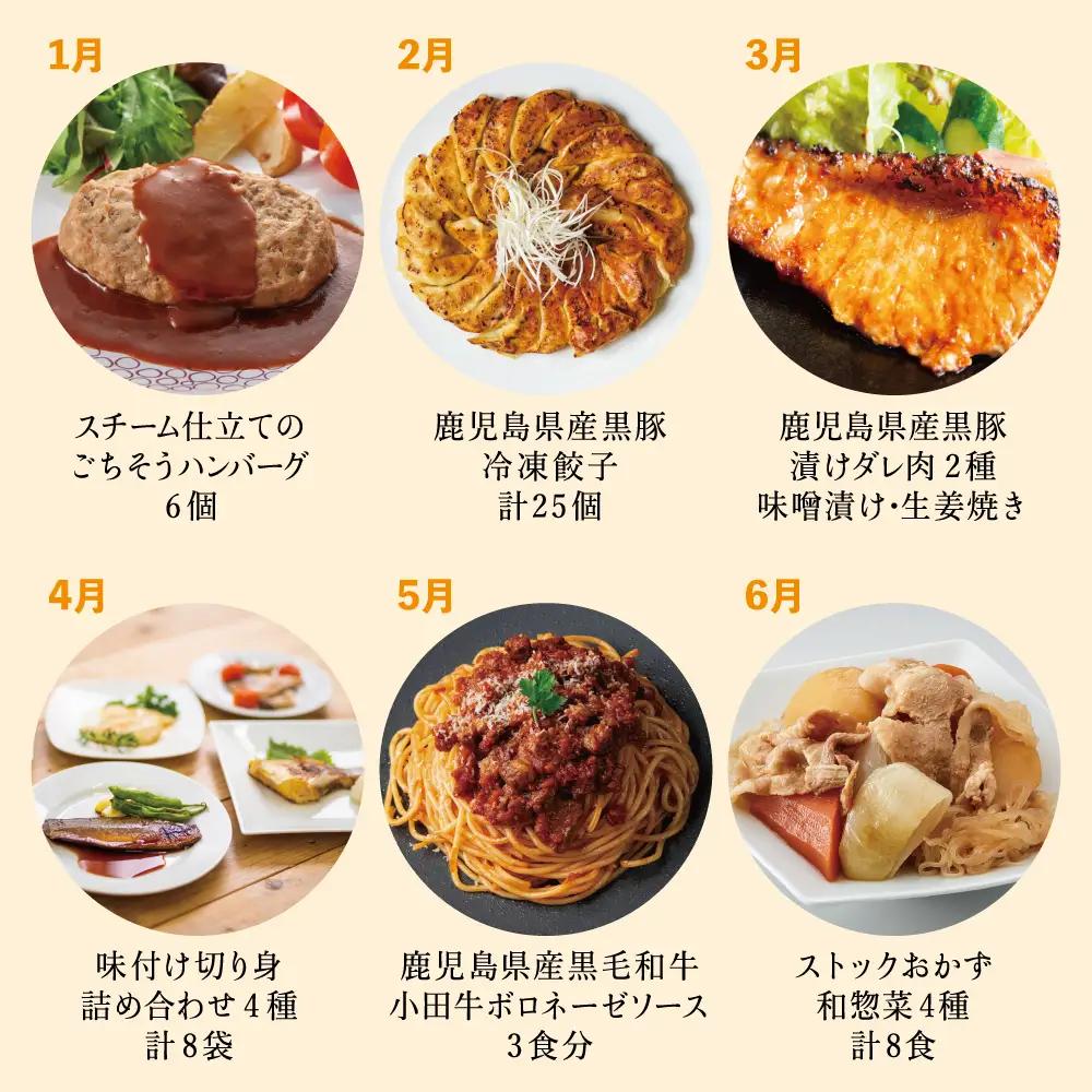 【定期便全12回】お肉とお魚の贅沢おかず定期便 毎月届くお楽しみ 惣菜 レトルト セット ハンバーグ 焼き魚 パスタソース うなぎ ビビンバ 冷凍 餃子 お吸物 鹿児島県産 黒毛和牛 黒豚 おかず コ