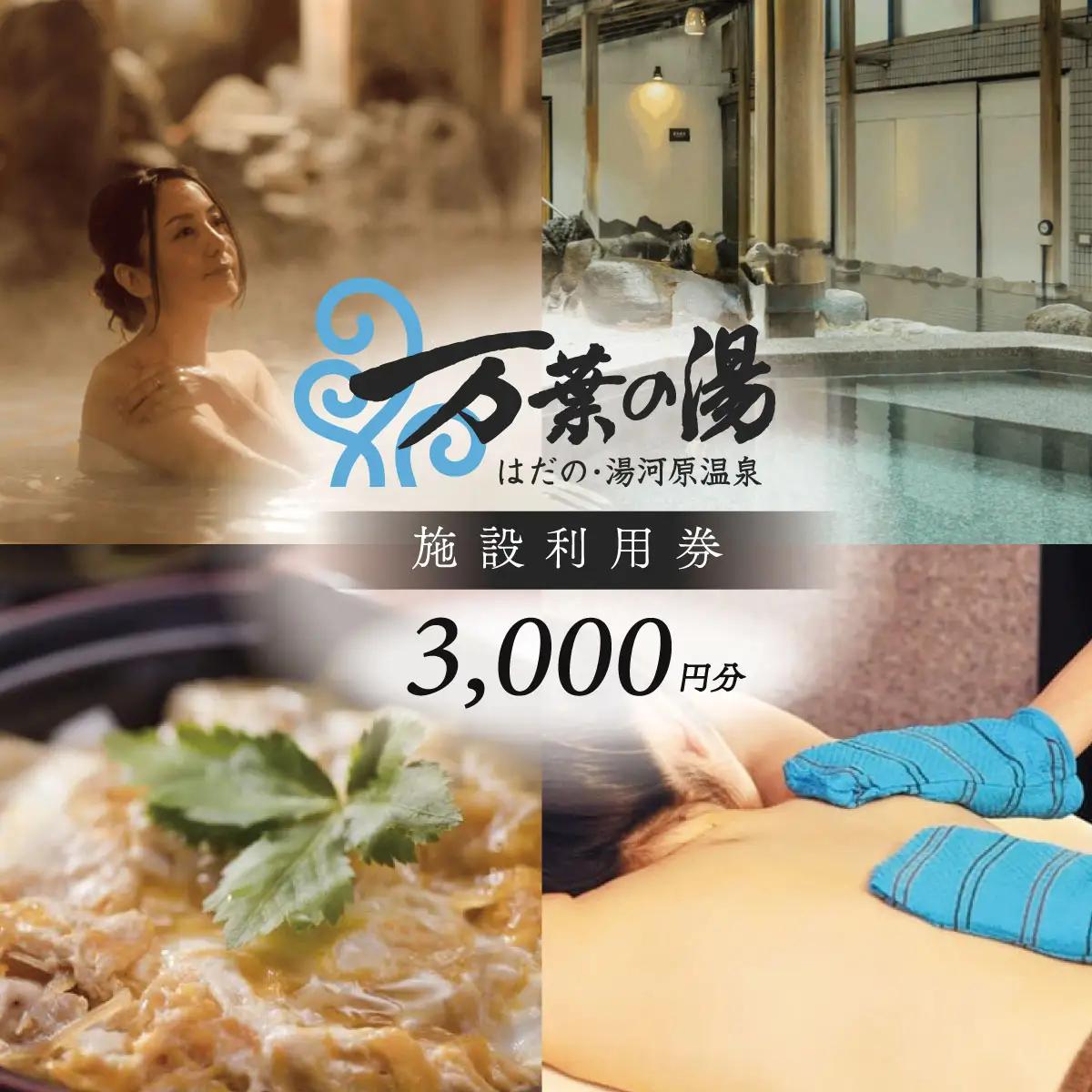 はだの・湯河原温泉 万葉の湯 施設利用券 3,000円分｜温泉 サウナ 宿泊 ロウリュサウナ