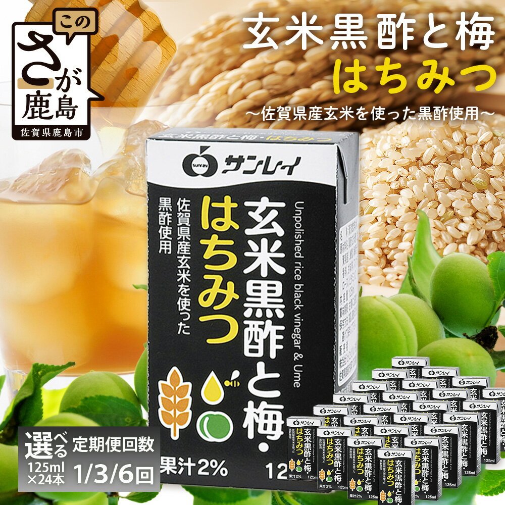 【ふるさと納税】特別寄附額！7/20迄 | ★5.0 玄米黒酢と梅はちみつ 125ml×24本 1回 3回 6回 定期便 清涼飲料水 飲みやすい サンレイ 紙パック 飲料 飲み物 サッパリ 健康 美容 抗酸化作用 リピーター 美味しい ストック 定期 常備 人気 送料無料 佐賀県 鹿島市 B-153