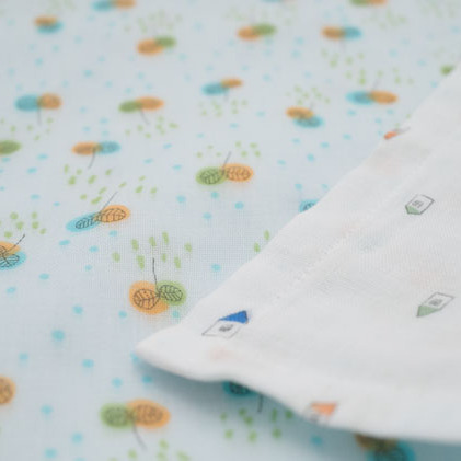 PGガーゼ　ブランケット ふたば ベビー 赤ちゃん 用品 グッズ アイテム お出かけ 敷く 掛ける くるむ ガーゼケット コンパクト 外出 ベビーカー 上掛け 水色 _イメージ4