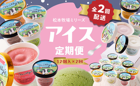 松本牧場アイス定期便（12個入り×2回）| アイス定期便 アイス定期便 アイス定期便 アイス定期便【Z060】