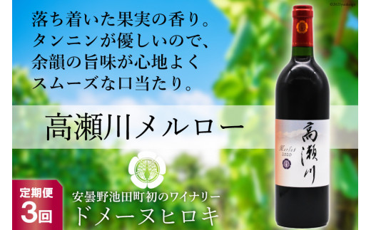 
【3回 定期便 】【落ち着いた果実の香り】 赤 ワイン 高瀬川メルロー 750ml×1本 [ヴィニョブル安曇野 DOMAINE HIROKI 長野県 池田町 48110597] 赤ワイン お酒 酒
