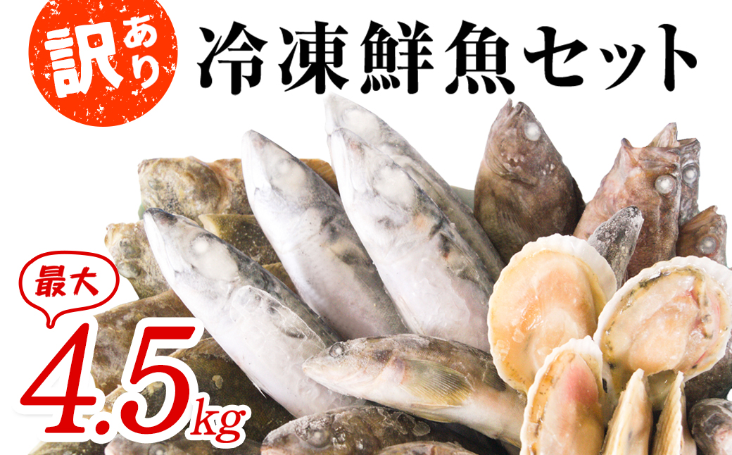 【2025年6月下旬発送】【緊急支援品】北海道 冷凍鮮魚セット 最大4.5kg 「漁師応援プロジェクト！」 下処理済み 4～5種 ホタテが必ず入る おまかせ セット 事業者支援 中国禁輸措置 鮮魚 魚 魚介 訳あり セット 詰め合わせ 期間限定