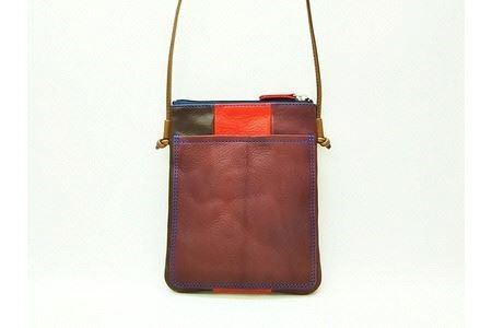 「三嶋柄入り」 ハンドメイド 牛革 ポシェット ＜しましま＞ バッグ やわらかい 牛革 かわいい ハンドメイド おしゃれ レディース シンプル 贈り物 ギフト プレゼント 手提げ バック 革製品 小物