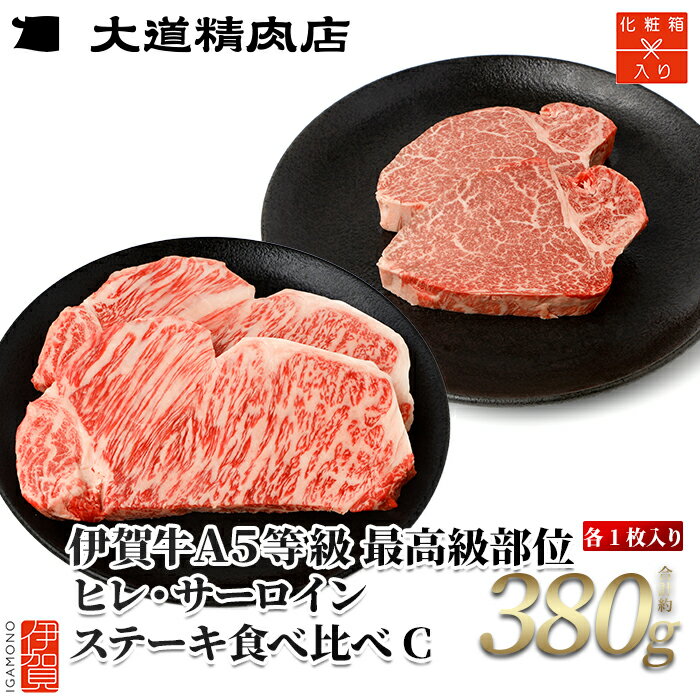 【ふるさと納税】 伊賀牛 A5ヒレ・サーロイン 食べ比べステーキセットC 総合計約380g【最高級部位】