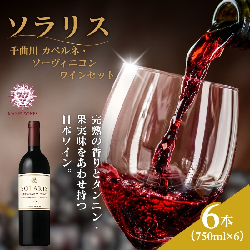 ソラリス 千曲川 カベルネ・ソーヴィニヨン  ワインセット 750ml×6本 赤ワイン お酒 ぶどう酒 タンニン 完熟した香り 果実味 スパイシー 晩酌 おうちディナー 飲み物 家飲み 宅飲み