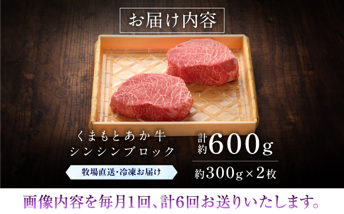 【全6回定期便】【GI認証】くまもとあか牛シンシンブロック 約300g×2枚 / 菊陽町 あかうし 熊本県 肉 にく niku ブランド 旨み 【有限会社 三協畜産】 [BHAS076]