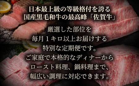 毎月お届け！佐賀牛づくし！100万円定期便 / ふるさと納税 国産 サーロインステーキ ヒレステーキ ローストビーフ ハンバーグ しゃぶしゃぶ 国産牛 国産和牛 佐賀牛 お肉 肉 にく 霜降り 冷凍