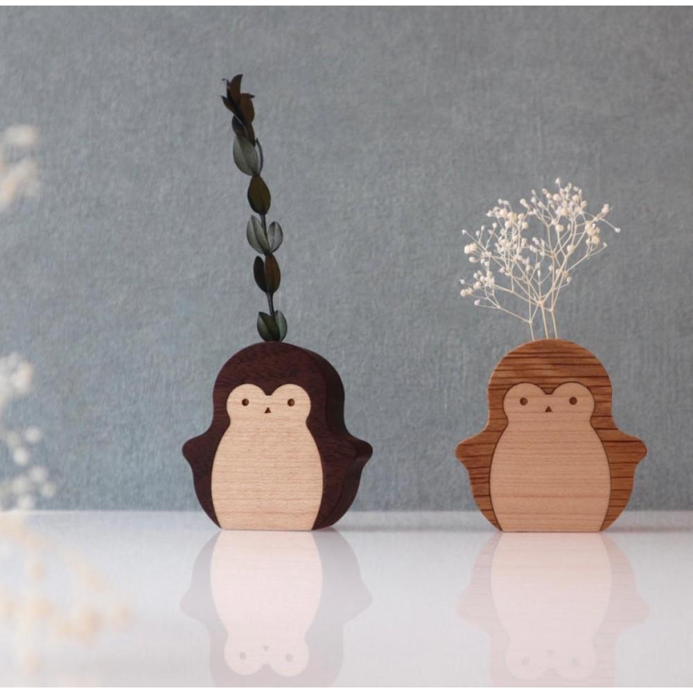 【ふるさと納税】木製ペンギン花瓶　2つセット
