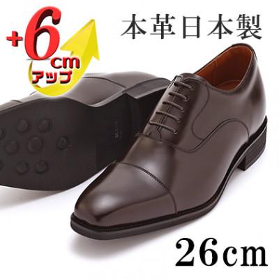ふるさと納税 大和郡山市 牛革内羽根ストレートチップ 6cmアップシークレットシューズ No.1301 茶 26cm