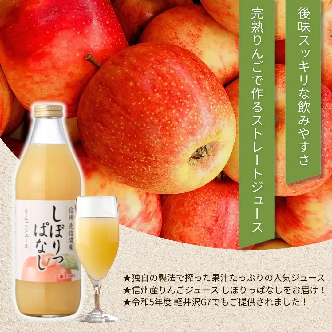 【定期便12ヶ月】りんごジュース 「しぼりっぱなし」 ストレート果汁100％ (1L×6本) | りんごジュース