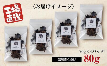 国産 乾燥 きくらげ 20g×4パック 計80g 小分け 栄養豊富 無農薬 無添加 オーガニック 自家栽培 雪国 魚沼ゆきくらげ キクラゲ 木耳 きのこ キノコ ビタミンＤ 肉厚 健康 食品 食物繊維