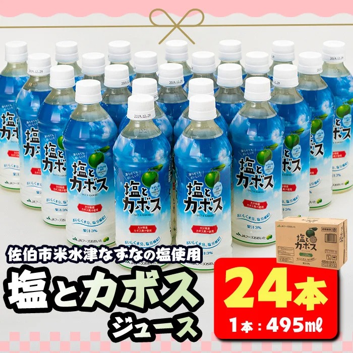 塩とカボス (495ml×24本) かぼす ドリンク ジュース かぼす カボス 塩 食塩 ノンアルコール ペットボトル 大分県産 特産品 家庭用 大分県 佐伯市【HD184】【さいき本舗 城下堂】