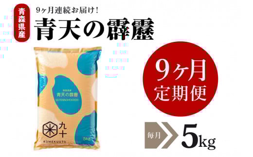 【定期便 9ヶ月】 令和7年産 米 青天の霹靂 5㎏ 青森県産 【特A 8年連続取得 】（精米）計45kg 晴天の霹靂